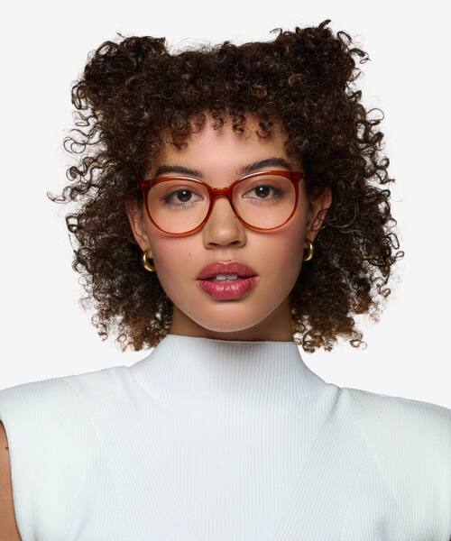 Clear Orange Everly -  Plastic Eyeglasses