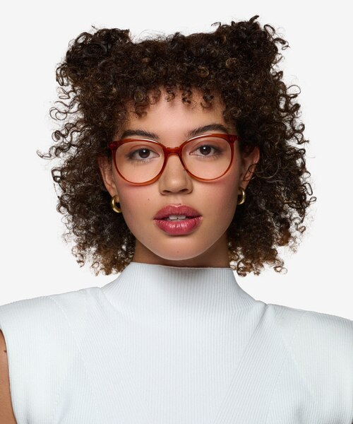 Everly Clear Orange PlasticEyeglass Frames for Women from EyeBuyDirect