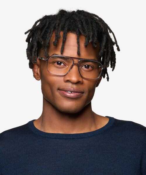 Baylor Clear Gray PlasticEyeglass Frames for Men from EyeBuyDirect