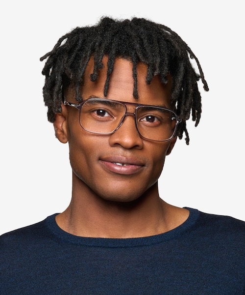 Baylor Clear Gray PlasticEyeglass Frames for Men from EyeBuyDirect