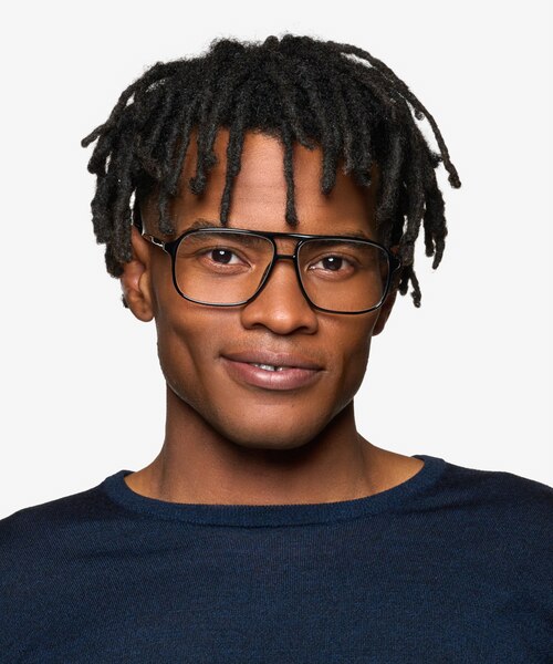 Baylor Shiny Black PlasticEyeglass Frames for Men from EyeBuyDirect