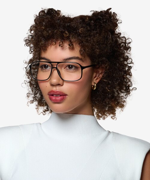 Baylor Shiny Black PlasticEyeglass Frames for Women from EyeBuyDirect