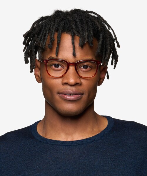 Tegan Clear Orange PlasticEyeglass Frames for Men from EyeBuyDirect