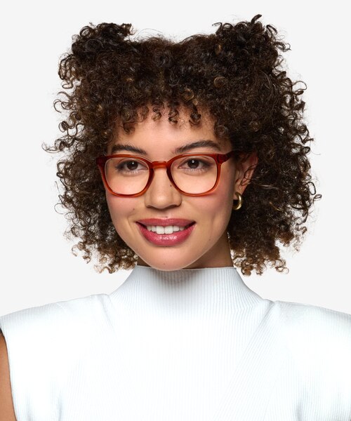 Tegan Clear Orange PlasticEyeglass Frames for Women from EyeBuyDirect