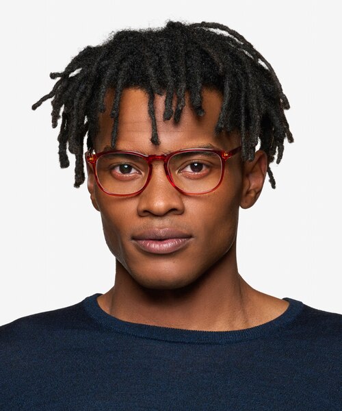 Larkin Clear Orange PlasticEyeglass Frames for Men from EyeBuyDirect