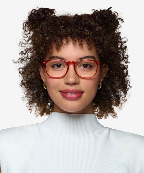 Clear Orange Larkin -  Plastic Eyeglasses