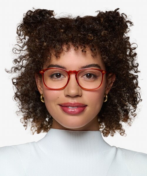Larkin Clear Orange PlasticEyeglass Frames for Women from EyeBuyDirect
