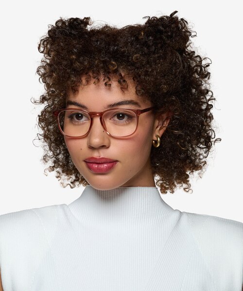 Larkin Clear Brown PlasticEyeglass Frames for Women from EyeBuyDirect
