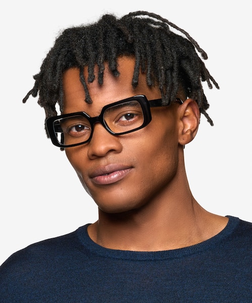 Tully Shiny Black PlasticEyeglass Frames for Men from EyeBuyDirect