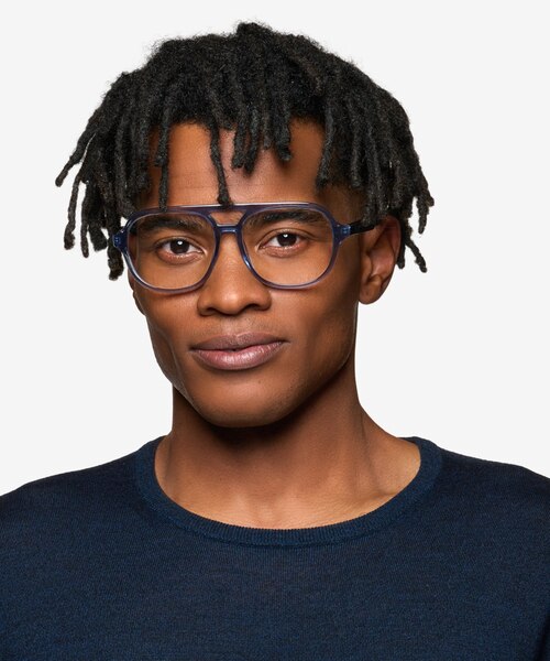 Eris Clear Blue Purple PlasticEyeglass Frames for Men from EyeBuyDirect
