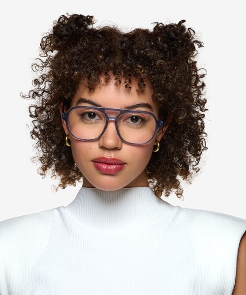 Eris Clear Blue Purple PlasticEyeglass Frames for Women from EyeBuyDirect