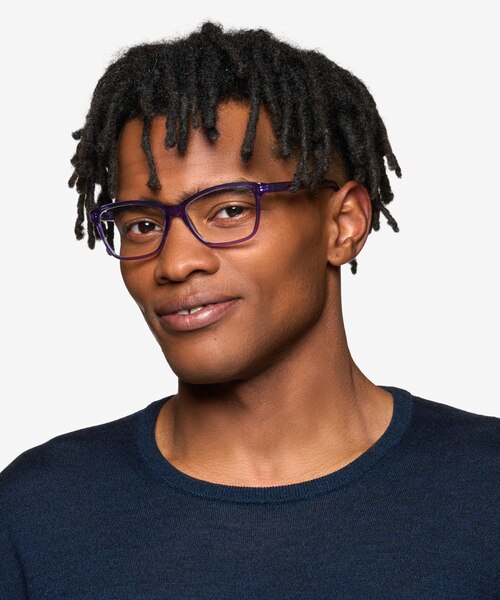Marlowe Clear Purple PlasticEyeglass Frames for Men from EyeBuyDirect