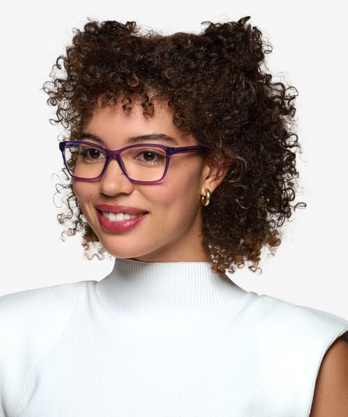 Marlowe Clear Purple PlasticEyeglass Frames for Women from EyeBuyDirect