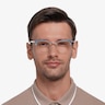 Japan Morning Blue Acetate-metalMontures de lunettes de vue pour Hommes d'EyeBuyDirect