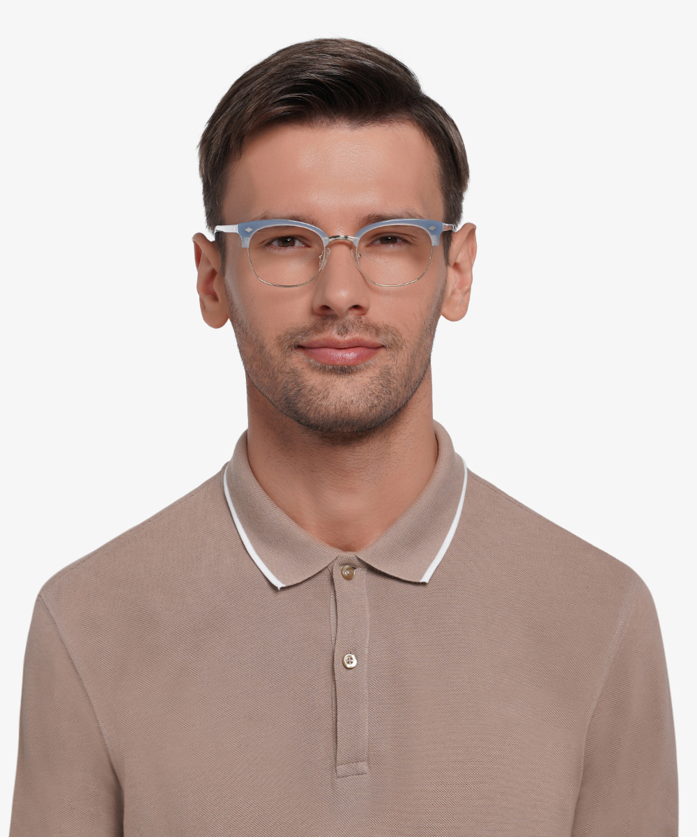 Japan Morning Browline Blue Full Rim Eyeglasses Eyebuydirect Canada