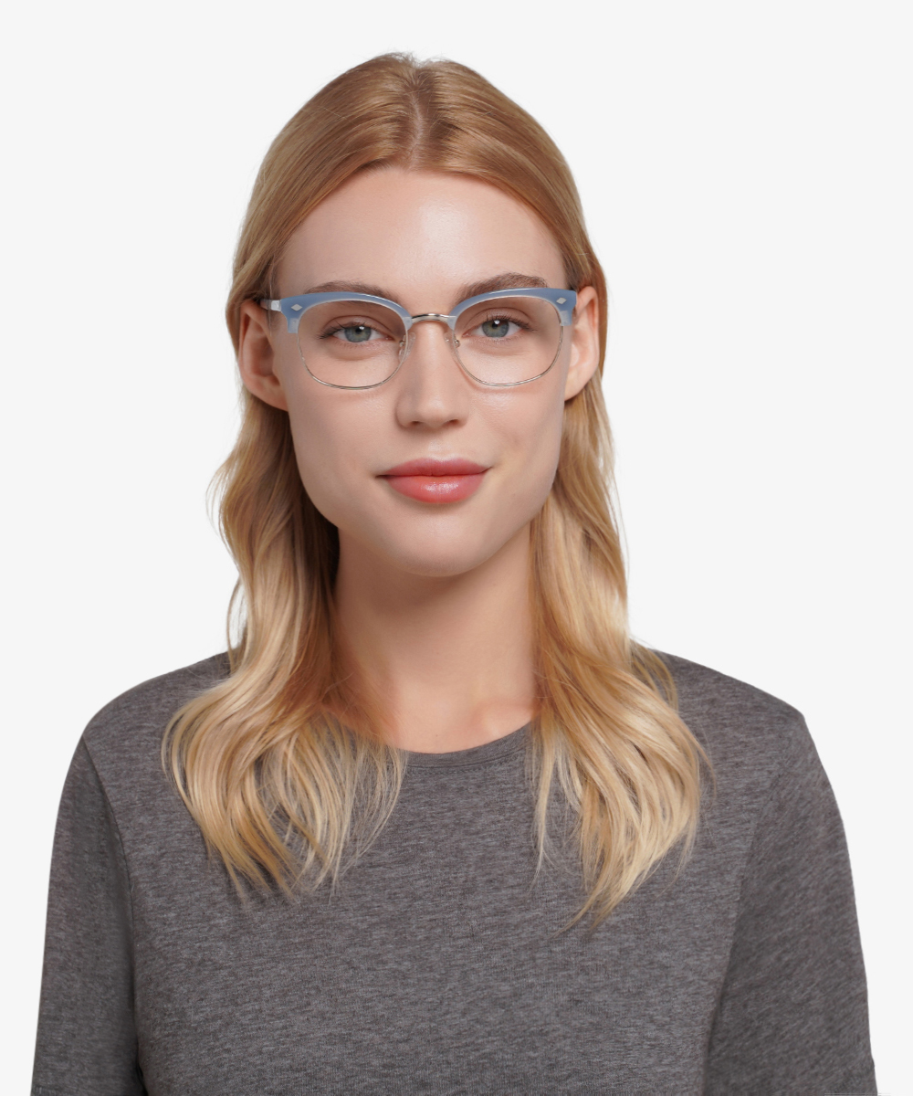 Japan Morning Browline Blue Full Rim Eyeglasses Eyebuydirect Canada