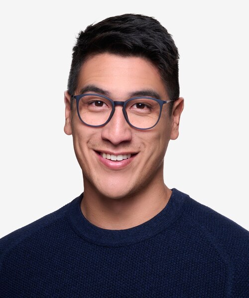 Naomi Matte Blue MetalEyeglass Frames for Men from EyeBuyDirect