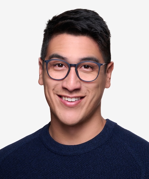 Naomi Matte Blue MetalEyeglass Frames for Men from EyeBuyDirect