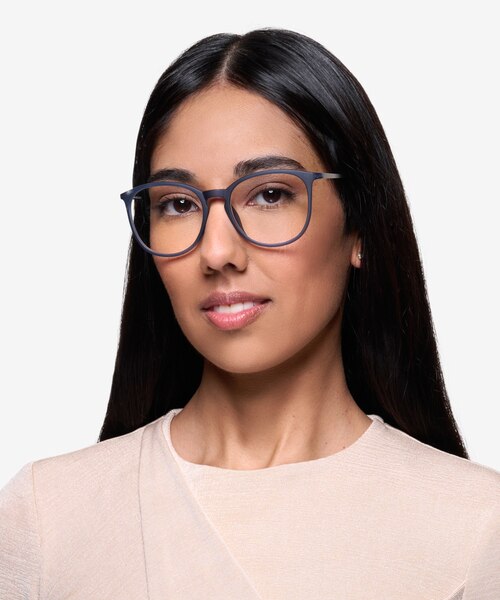 Naomi Matte Blue MetalEyeglass Frames for Women from EyeBuyDirect