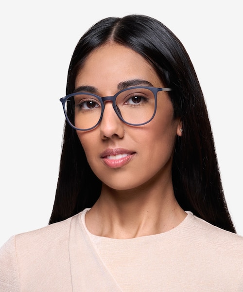 Naomi Matte Blue MetalEyeglass Frames for Women from EyeBuyDirect