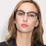 Sweet Janet Navy Silver AcetateEyeglass Frames for Women from EyeBuyDirect