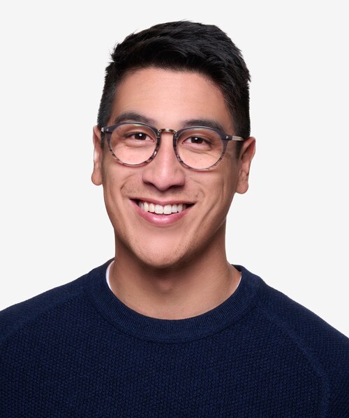 La Femme Gray Striped Acetate-metalEyeglass Frames for Men from EyeBuyDirect