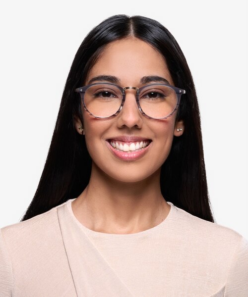 La Femme Gray Striped Acetate-metalEyeglass Frames for Women from EyeBuyDirect