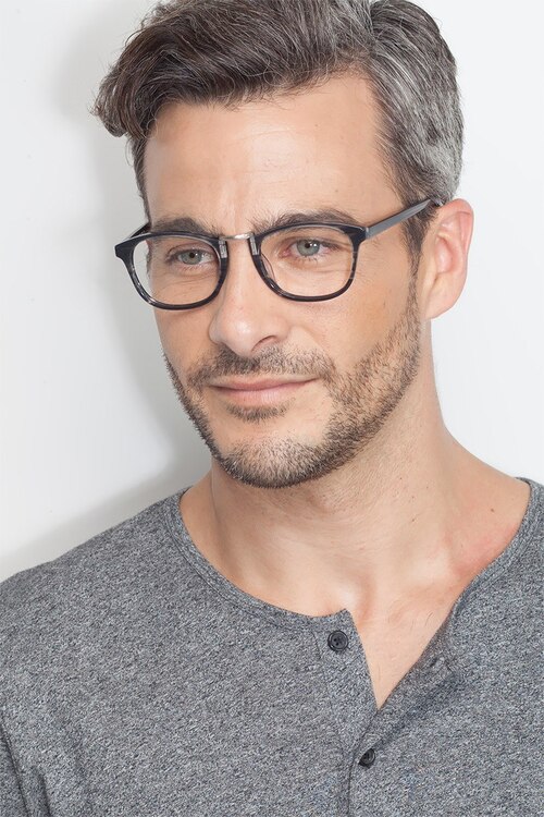 Tomorrow Gray Striped AcetateEyeglass Frames for Men from EyeBuyDirect