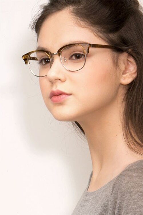 Bansai Brown Striped AcetateEyeglass Frames for Women from EyeBuyDirect