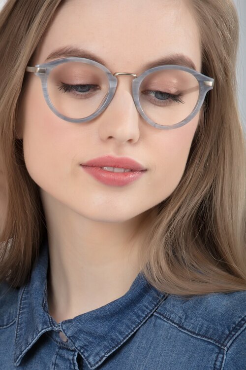 Yuke Light Gray Acetate-metalEyeglass Frames for Women from EyeBuyDirect