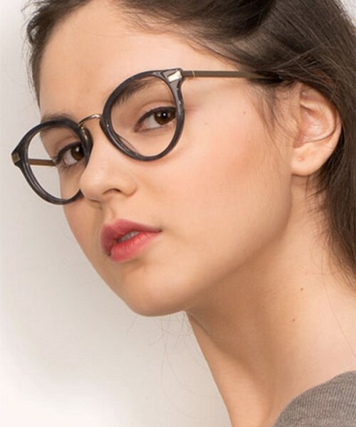 Yuke Dark Gray Acetate, MetalEyeglass Frames for Women from EyeBuyDirect