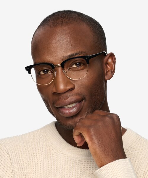 Borderline Black Acetate-metalEyeglass Frames for Men from EyeBuyDirect