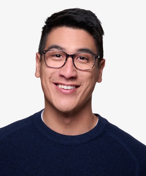 Motion Gray Striped Acetate-metalEyeglass Frames for Men from EyeBuyDirect