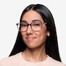 Motion Gray Striped Acetate-metalEyeglass Frames for Women from EyeBuyDirect