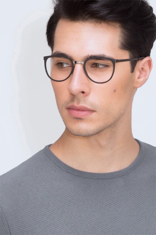 Alpha Noir AcétateMontures de lunettes de vue pour Hommes d'EyeBuyDirect
