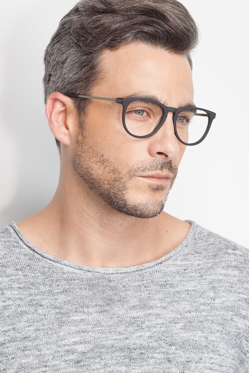 Ultraviolet Matte Black Acetate-metalEyeglass Frames for Men from EyeBuyDirect