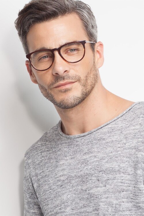 Ultraviolet Brown Striped Acetate-metalEyeglass Frames for Men from EyeBuyDirect
