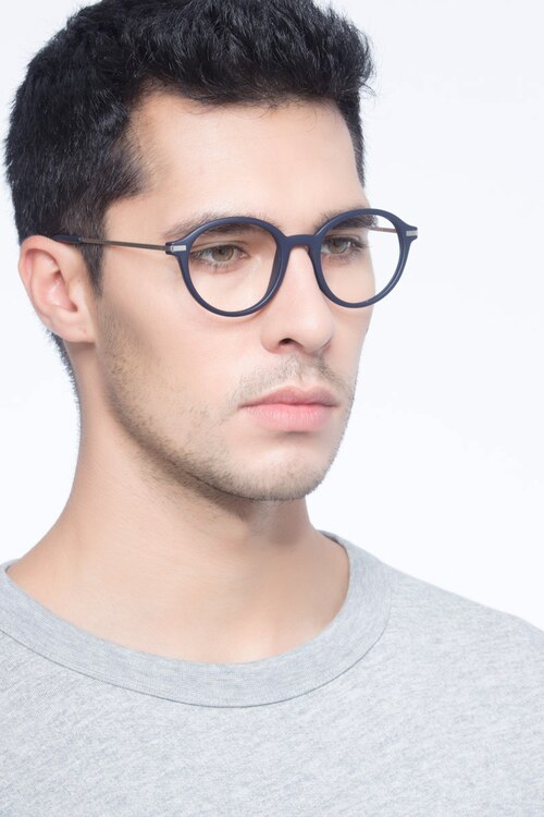 Juno Matte Navy MetalEyeglass Frames for Men from EyeBuyDirect