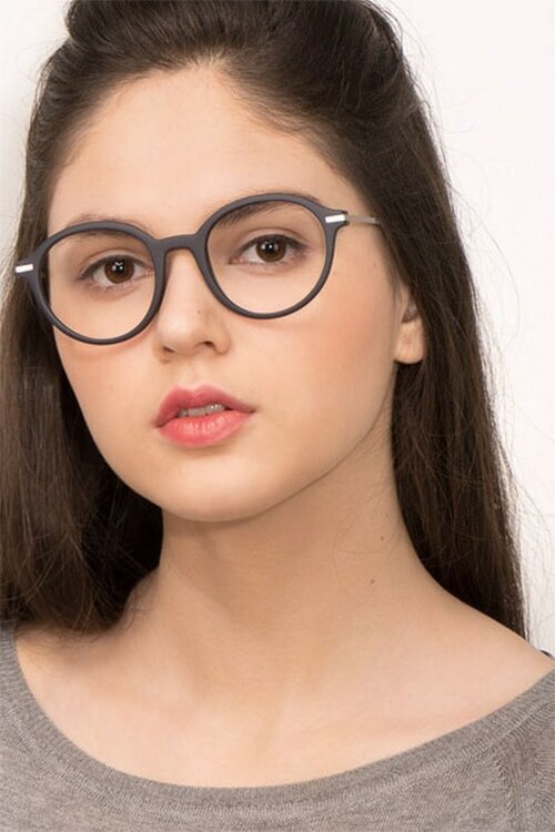 Juno Matte Navy MetalEyeglass Frames for Women from EyeBuyDirect
