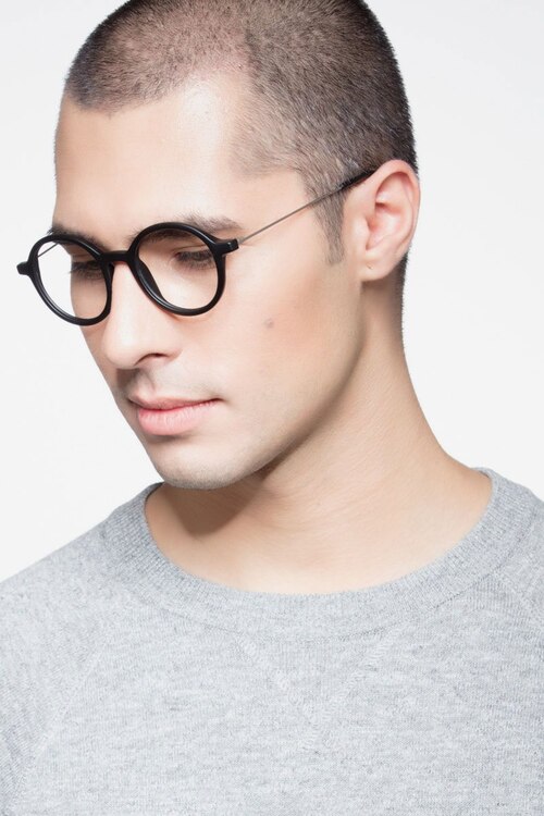 Potter Matte Black Plastic-metalEyeglass Frames for Men from EyeBuyDirect