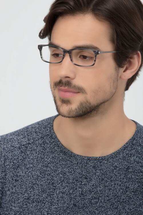 Requiem Gray Striped Acetate-metalEyeglass Frames for Men from EyeBuyDirect