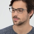 Requiem Gray Striped Acetate, MetalEyeglass Frames for Men from EyeBuyDirect