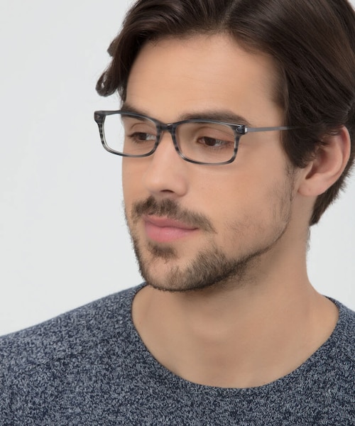 Requiem Gray Striped Acetate, MetalEyeglass Frames for Men from EyeBuyDirect