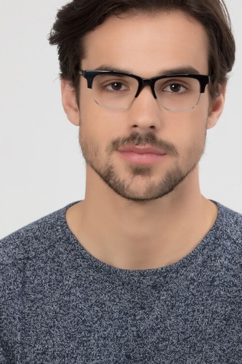 Beryl Noir AcétateMontures de lunettes de vue pour Hommes d'EyeBuyDirect