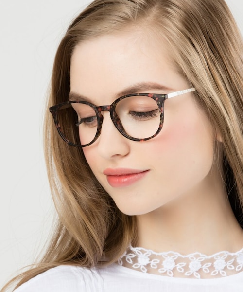 Gracious Pink Floral Plastic, MetalEyeglass Frames for Women from EyeBuyDirect