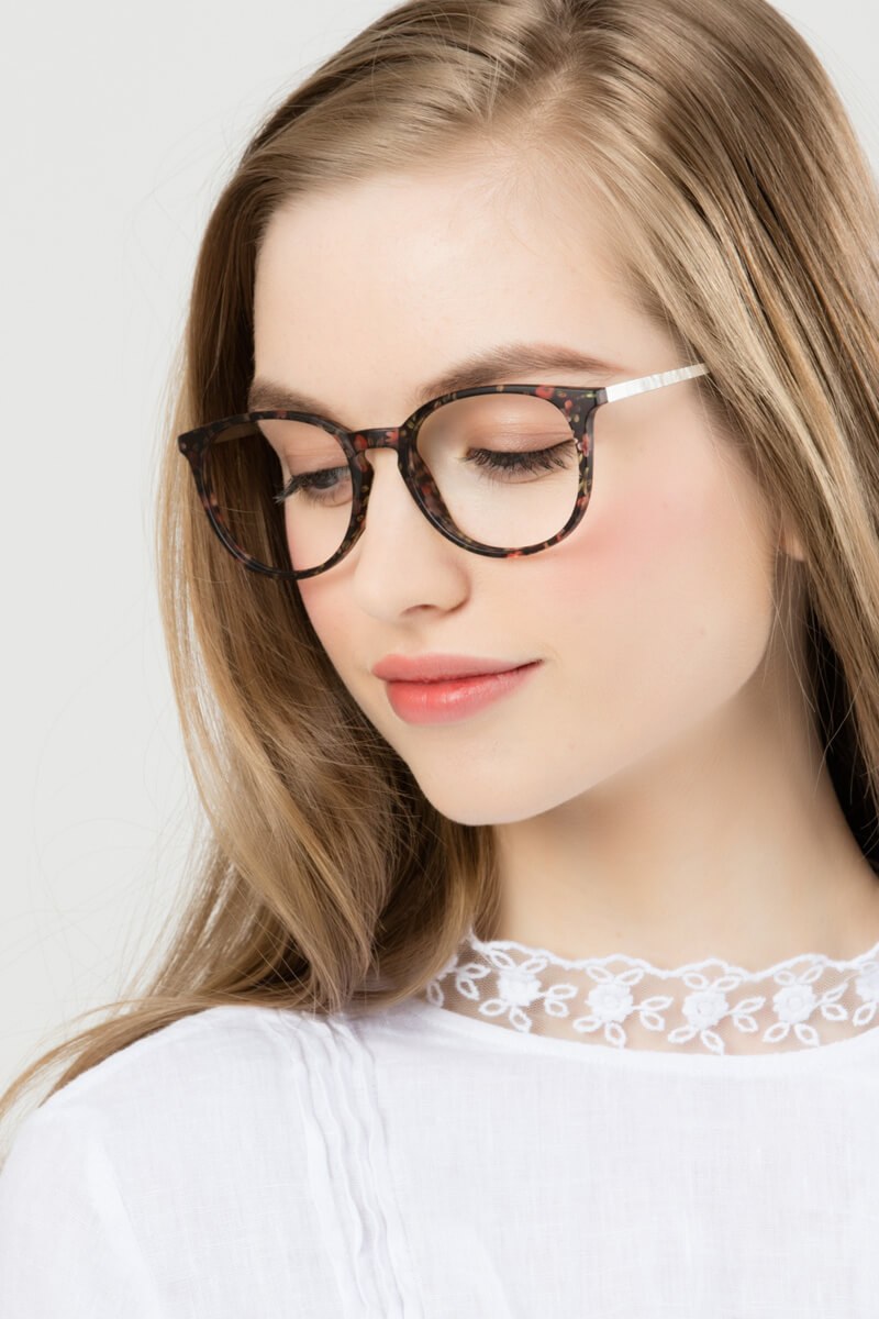 Gracious Round Pink Floral Glasses for Women | Eyebuydirect