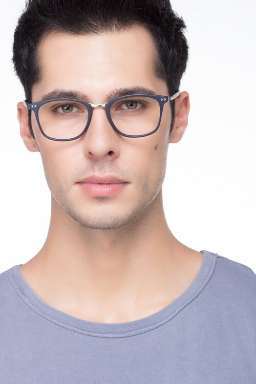 Savannah Matte Navy Plastic-metalEyeglass Frames for Men from EyeBuyDirect