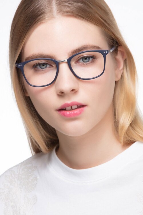 Savannah Matte Navy Plastic-metalEyeglass Frames for Women from EyeBuyDirect