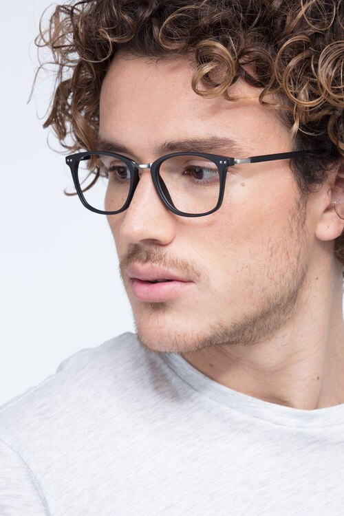 Savannah Matte Black Plastic-metalEyeglass Frames for Men from EyeBuyDirect