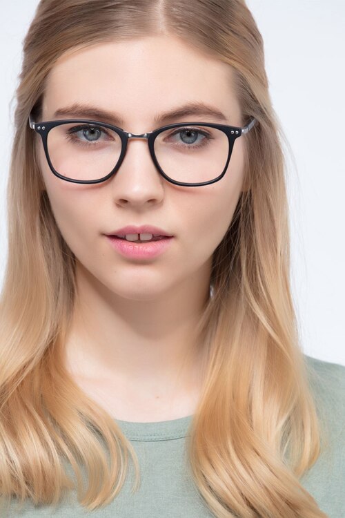 Savannah Matte Black Plastic-metalEyeglass Frames for Women from EyeBuyDirect